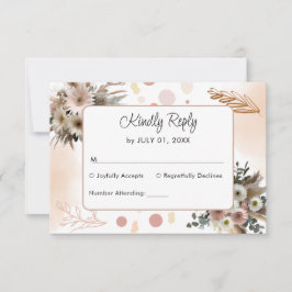 Boho Wildflower Romance Wedding Tarjeta RSVP