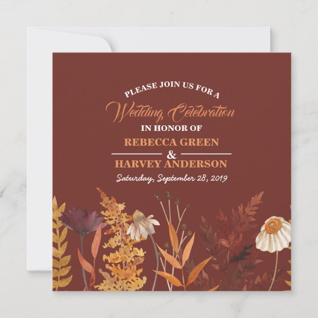 Boho Wildflower Terracotta Boda otoño otoño (Anverso)