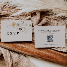 Boho Wildflower Wedding RSVP Tarjeta de código QR