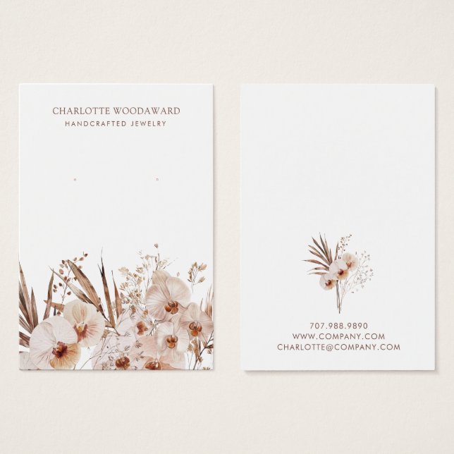 Boho Wildflowers Earl's Jewelry Display Cards (Anverso y reverso)