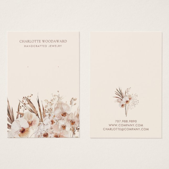 Boho Wildflowers Earl's Jewelry Display Cards (Anverso y reverso)