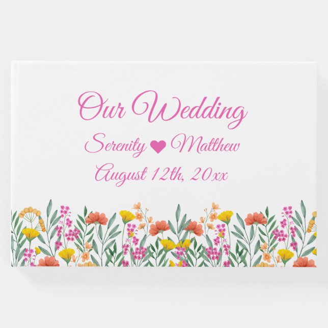 Boho Wildflowers Elegante libro de Bodas Florales (Anverso)