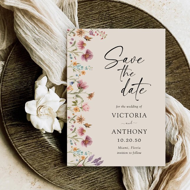 Boho Wildflowers Guarda Las Tarjetas De Fecha (Subido por el creador)