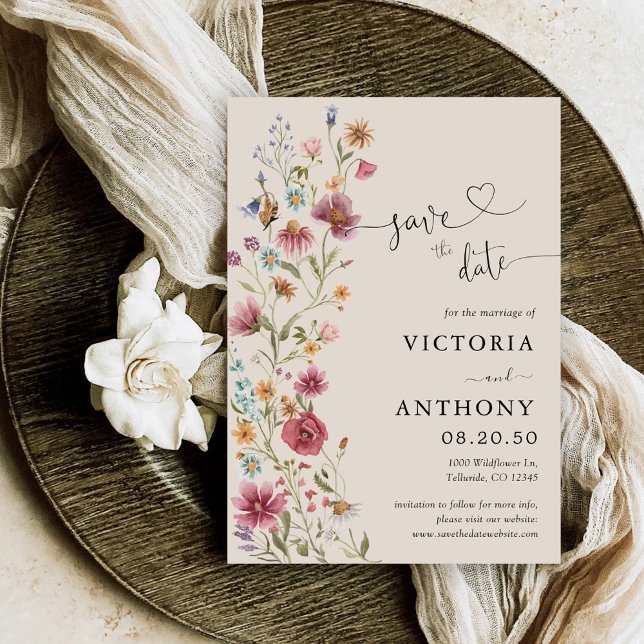 Boho Wildflowers Guarda Las Tarjetas De Fecha (Subido por el creador)