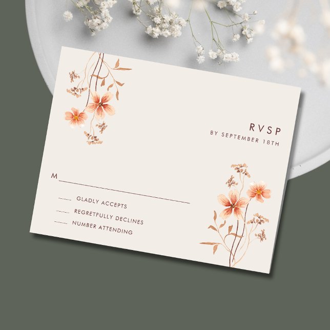 Boho Wildlfower Rustic Wedding RSVP (Boho Wildlfower Rustic Outdoor Wedding RSVP)