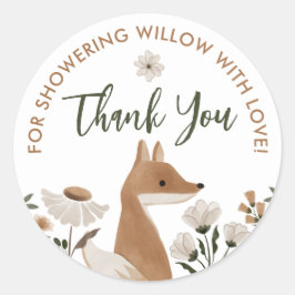 Boho Woodland Fox Ronda Baby Shower Favor Pegatina