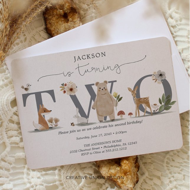 Boho Woodland segundo cumpleaños invitación a segu (Subido por el creador)
