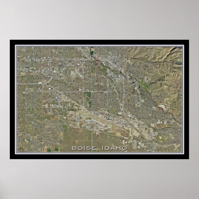 Boise Idaho del mapa de Posters de satélites espac (Frente)