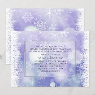 Bokah Purple Snowflakes Invitación a la boda de in