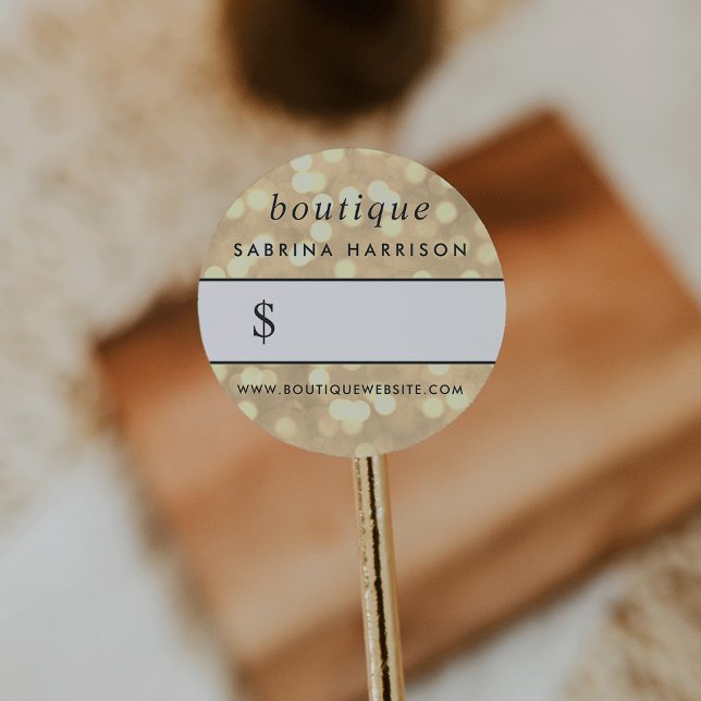 Bokeh de oro de champagne | Pegatina de precios bo (Subido por el creador)