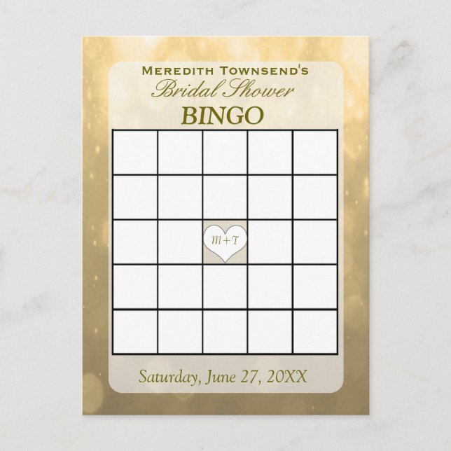 Bokeh de oro | Tarjeta de bingo (Anverso)