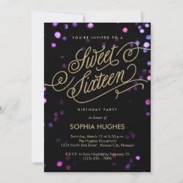 Bokeh Glam Faux Gold Sweet Dieciséis Invitaciones
