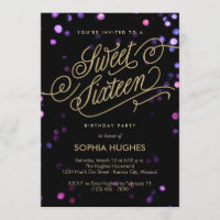 Bokeh Glam Faux Gold Sweet Dieciséis Invitaciones