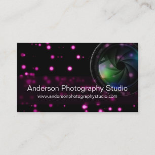Bokeh y tarjeta de visita del fotógrafo del zoom