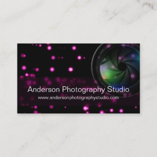 Bokeh y tarjeta de visita del fotógrafo del zoom