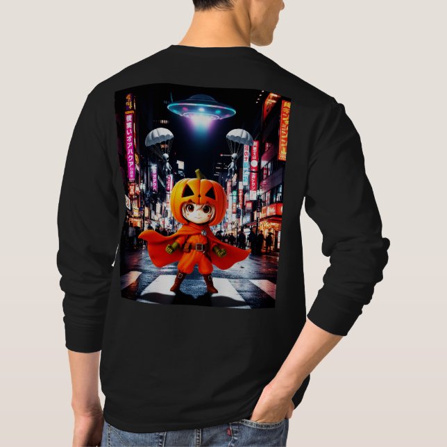 Bokuchander Diseño de OVNI Camiseta de mangas larg (Reverso)
