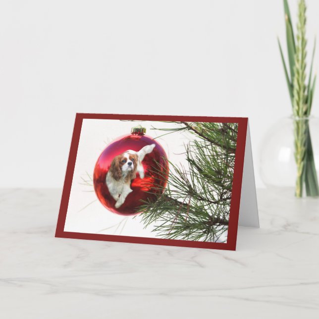 Bola arrogante de la tarjeta de Navidad del perro (Anverso)