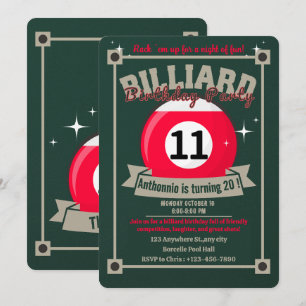 Bola de billar con invitación a billar fiesta de c