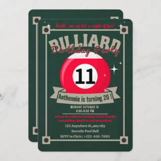 Bola de billar con invitación a billar fiesta de c