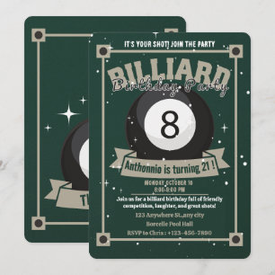 Bola de billar con invitación a billar fiesta de c