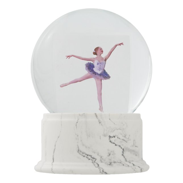Bola De Cristal Con Nieve Bailarina en púrpura y blanco (Anverso)