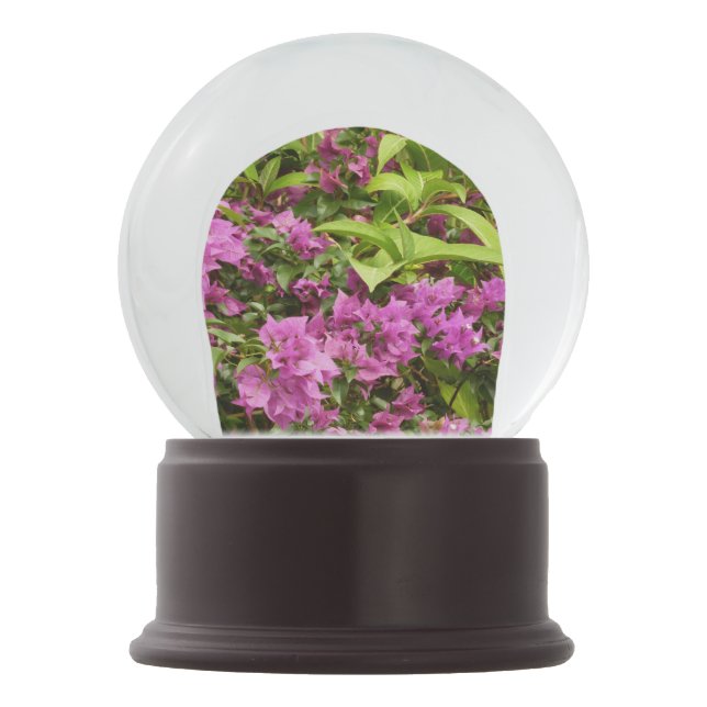 Bola De Cristal Con Nieve Floral Tropical Morada Bougainvillea (Reverso)
