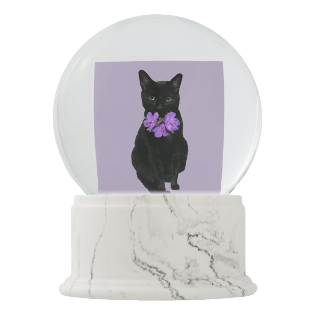 Bola De Cristal Con Nieve Mascota de gato negro lindo (Anverso)