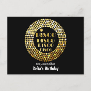 bola de disco dorada Invitación postal
