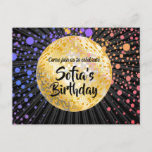 bola de disco dorada Invitación postal