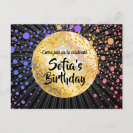 bola de disco dorada Invitación postal