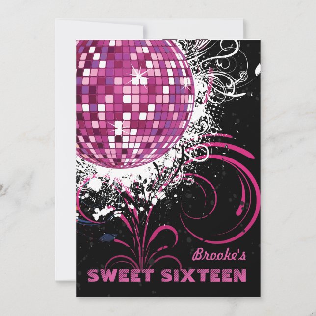 Bola de discoteca - invitación del dulce 16 (Anverso)
