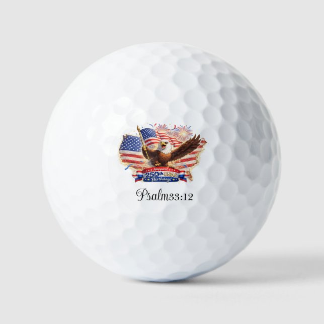 Bola de Golf Bendita ¡Feliz 250 cumpleaños EE. UU. (Anverso)