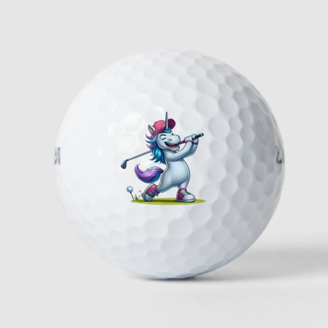 Bola de golf Chica de Unicorn personalizada (Anverso)