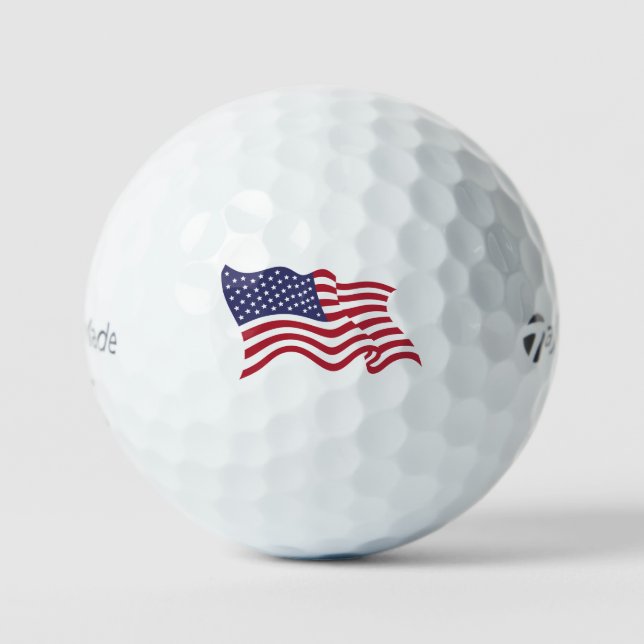 Bola de Golf con Bandera Americana Patriótica (Anverso)