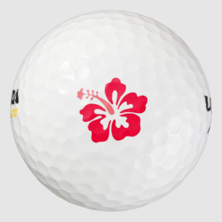 Bola de golf con el logotipo rojo de Hibiscus