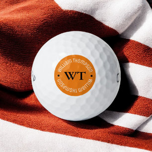 bola de golf con nombre ( naranja círculo monogram