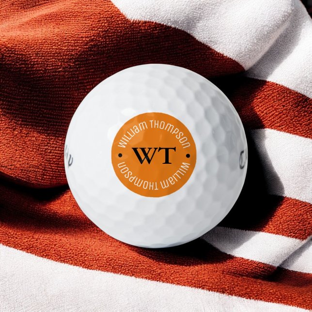 bola de golf con nombre ( naranja círculo monogram (Subido por el creador)