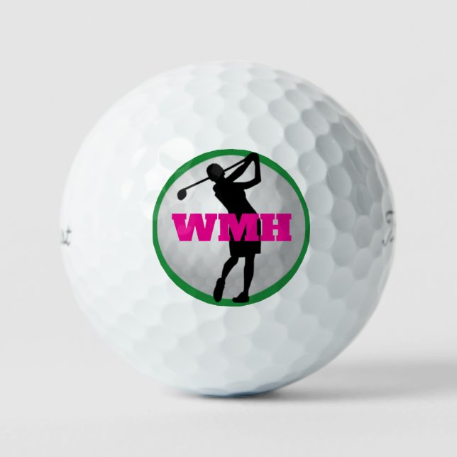 Bola de golf de Monograma femenino (Anverso)