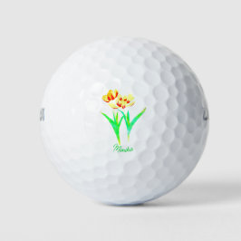 Bola de golf de tulipanes amarillos con texto