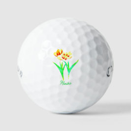 Bola de golf de tulipanes amarillos con texto