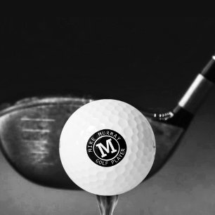bola de golf en blanco y negro con monograma