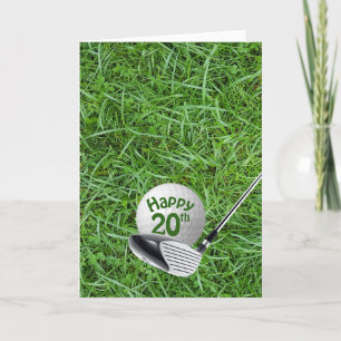 Bola De Golf En Tarjeta De Cumpleaños 20 De Grass