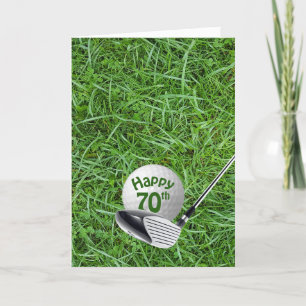 Bola De Golf En Tarjeta De Cumpleaños 70 De Grass