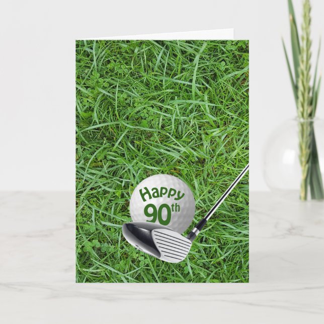 Bola De Golf En Tarjeta De Cumpleaños 90 De Grass (Anverso)