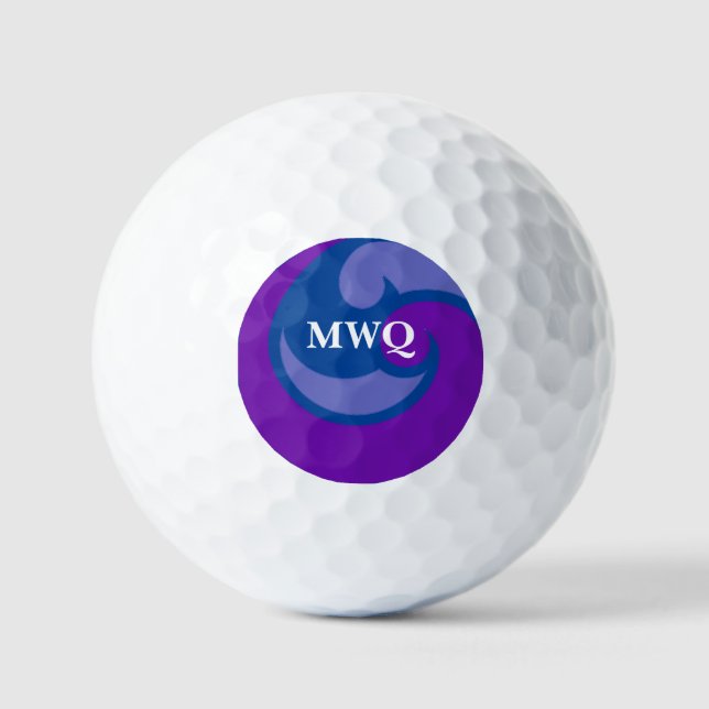 Bola de golf Monogramada Blue Wave (Anverso)