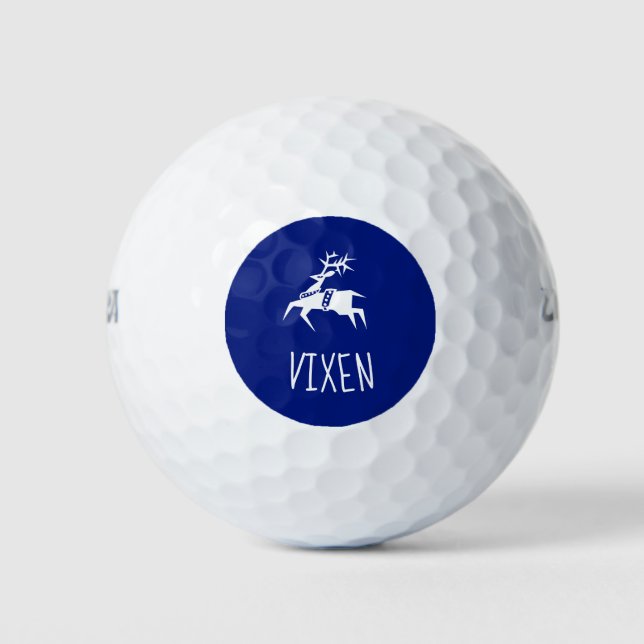 Bola de Golf Nombrada Vixen | Emoji/Icono de renos (Anverso)