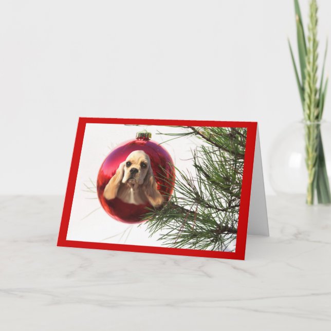 Bola de la tarjeta de Navidad de cocker spaniel (Anverso)