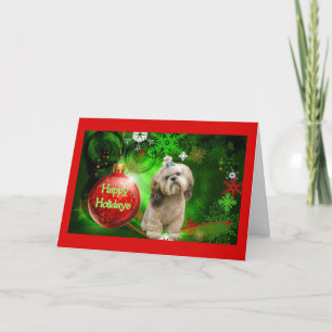 Bola de la tarjeta de Navidad de Shih Tzu buenas