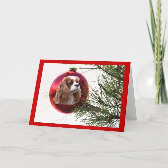 Bola de la tarjeta de Navidades Cavalier King Char (Anverso)