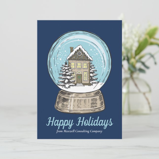 Bola de Nieve de Navidad Azul Personalizada Felice (Anverso de pie)